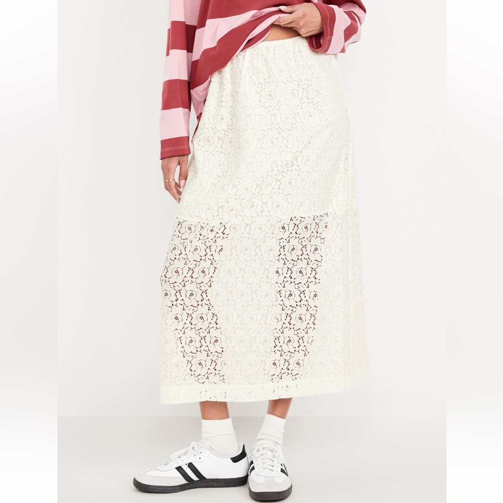 NWT Old Navy High-Waisted Lace Midi Skirt
